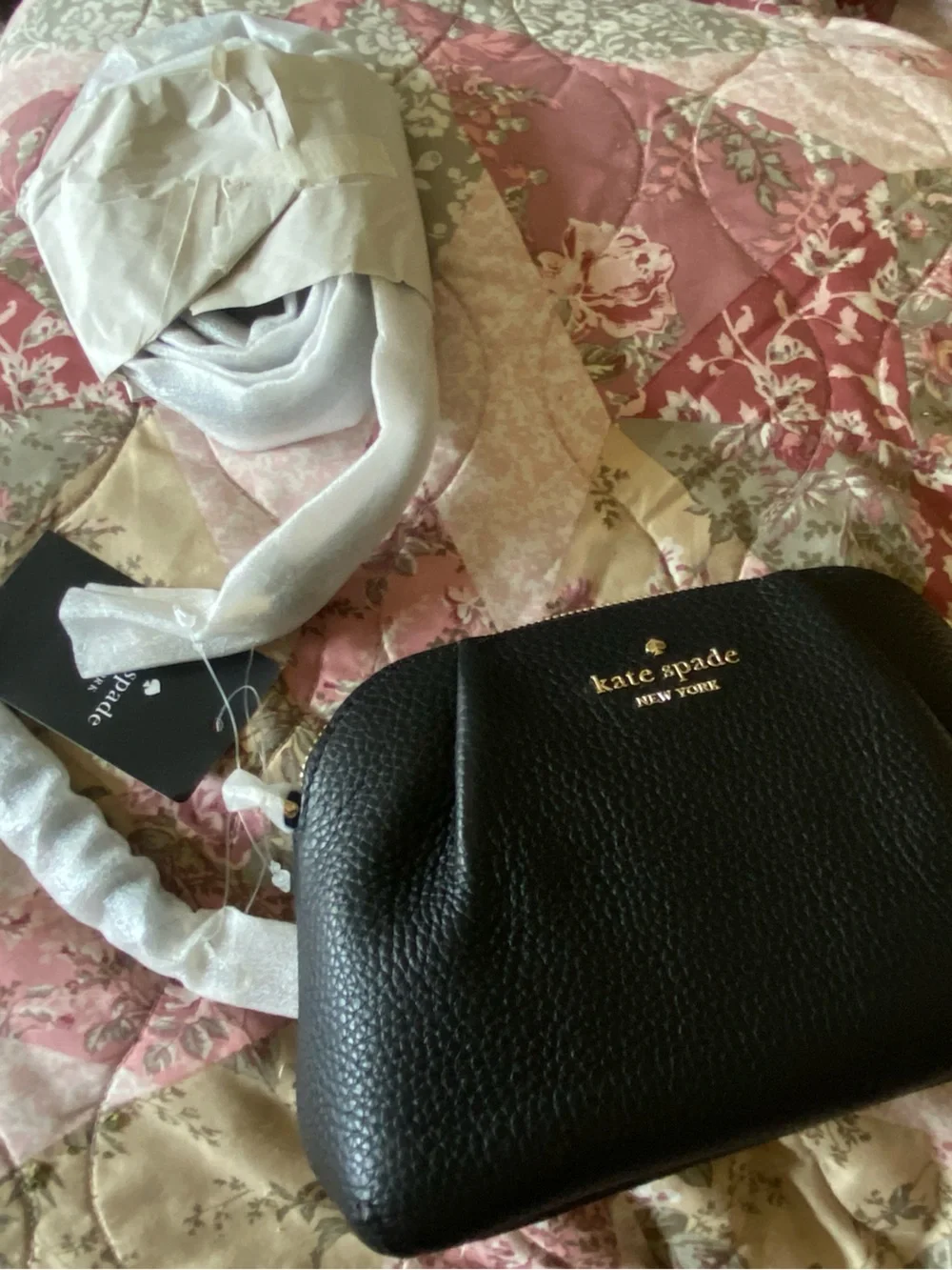 NWT Kate Spade New York | Black Pebbled Leather Convertible Dumpling Bag